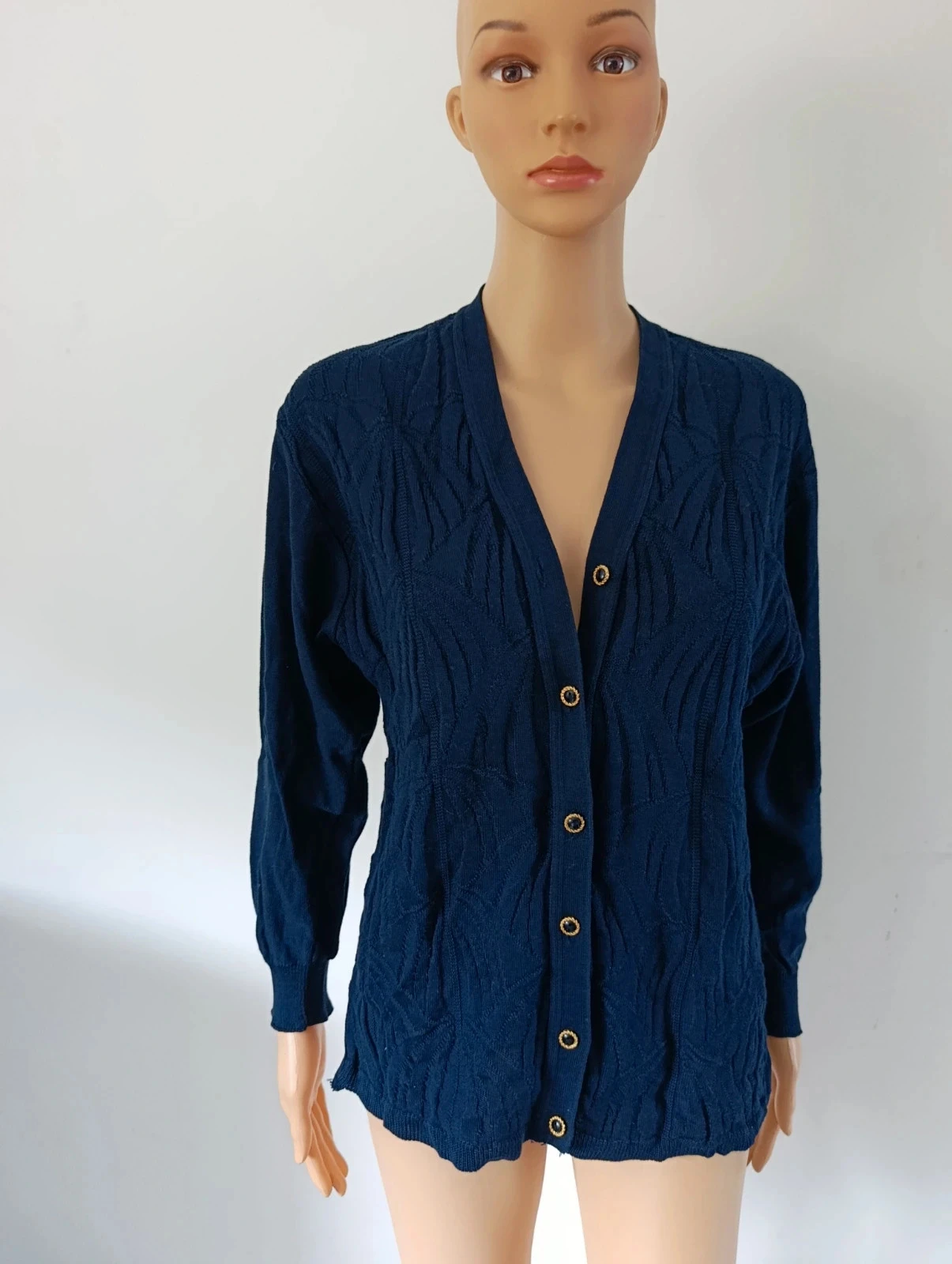 Gilet long bleu marine Imar Maglieria Made in Italy – maille fantaisie – T40